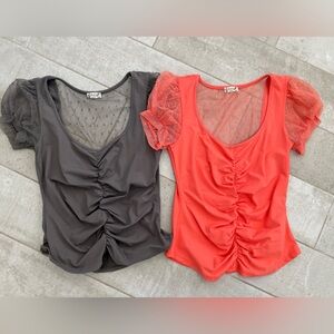 Free People set of 2 tops (olive and coral)
